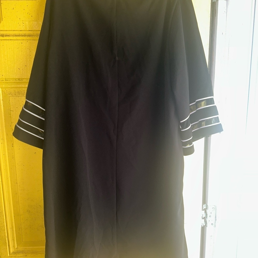 Sandra Darren Black Tunic with White Sleeve Stripes - Picture 3 of 3